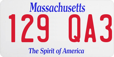 MA license plate 129QA3