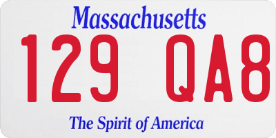 MA license plate 129QA8