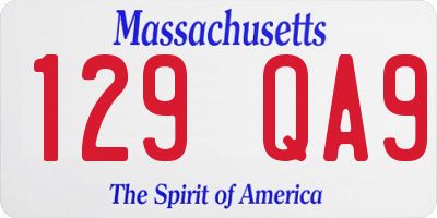 MA license plate 129QA9