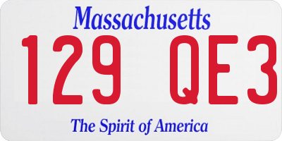 MA license plate 129QE3