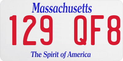 MA license plate 129QF8