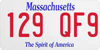 MA license plate 129QF9