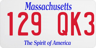 MA license plate 129QK3