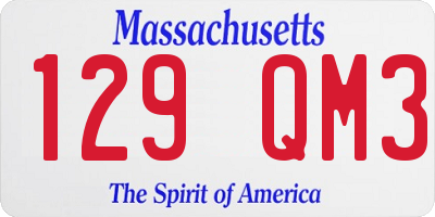 MA license plate 129QM3