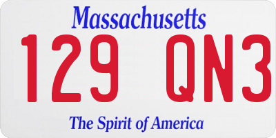 MA license plate 129QN3