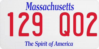 MA license plate 129QO2