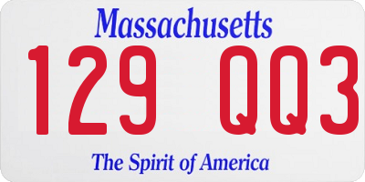 MA license plate 129QQ3
