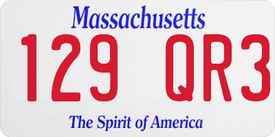 MA license plate 129QR3