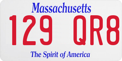 MA license plate 129QR8