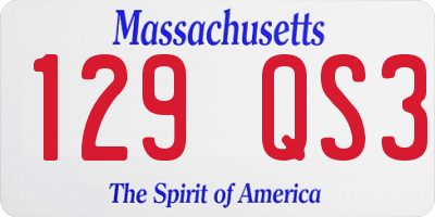 MA license plate 129QS3