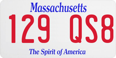 MA license plate 129QS8