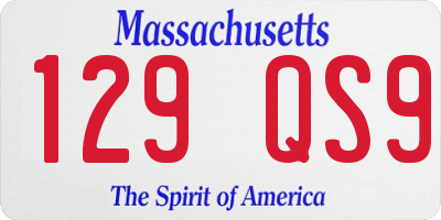 MA license plate 129QS9