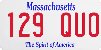 MA license plate 129QU0