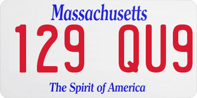 MA license plate 129QU9