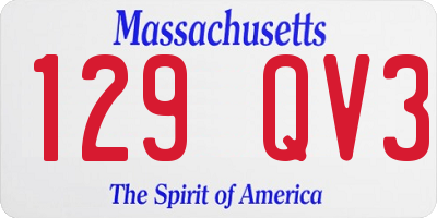 MA license plate 129QV3
