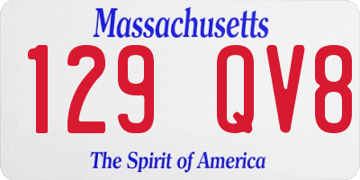 MA license plate 129QV8