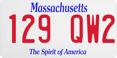 MA license plate 129QW2