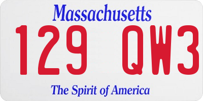 MA license plate 129QW3