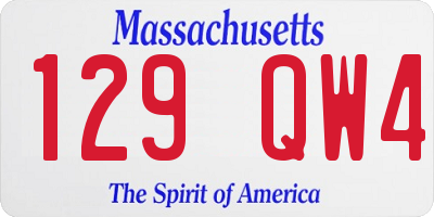 MA license plate 129QW4