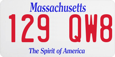 MA license plate 129QW8