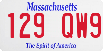 MA license plate 129QW9