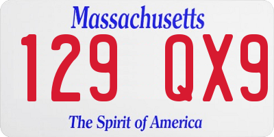 MA license plate 129QX9