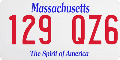 MA license plate 129QZ6