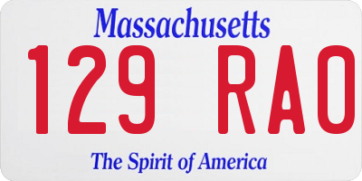 MA license plate 129RA0
