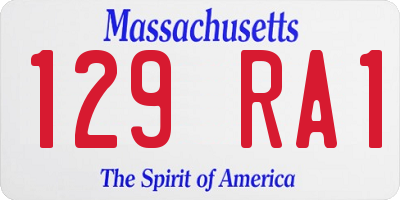 MA license plate 129RA1