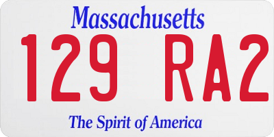 MA license plate 129RA2