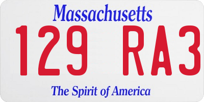 MA license plate 129RA3