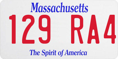 MA license plate 129RA4