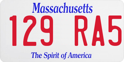 MA license plate 129RA5