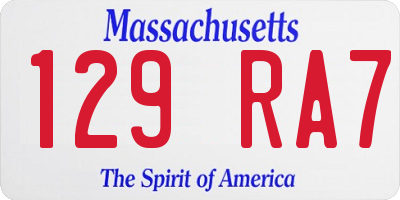 MA license plate 129RA7