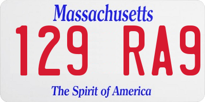 MA license plate 129RA9