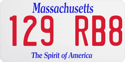 MA license plate 129RB8
