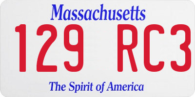 MA license plate 129RC3
