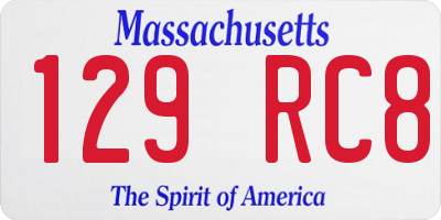 MA license plate 129RC8