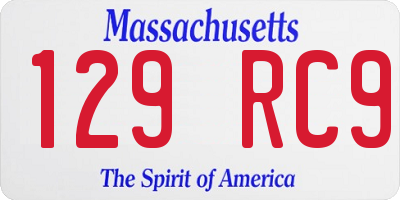 MA license plate 129RC9
