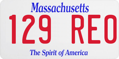 MA license plate 129RE0
