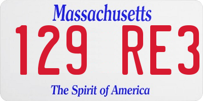 MA license plate 129RE3