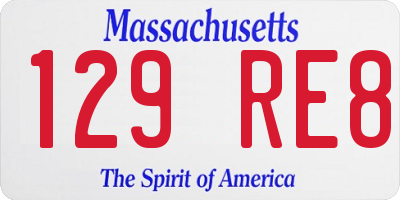 MA license plate 129RE8