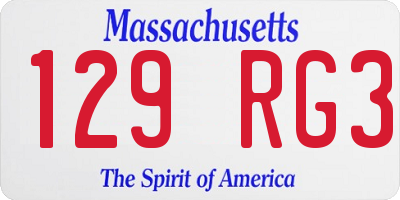 MA license plate 129RG3