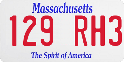 MA license plate 129RH3