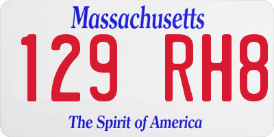 MA license plate 129RH8