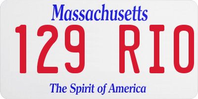 MA license plate 129RI0