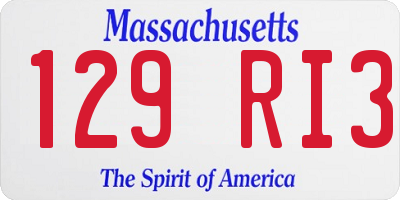 MA license plate 129RI3