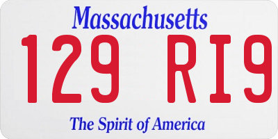 MA license plate 129RI9