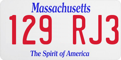 MA license plate 129RJ3