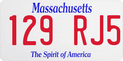 MA license plate 129RJ5